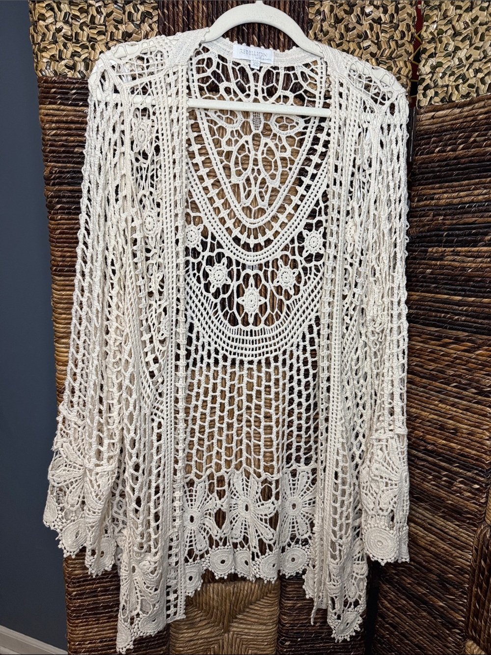 Rebellion Cream Crochet Openwork Cardigan